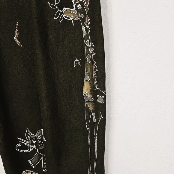 Cut Lose New Vintage Novelty Animal Applique !00% Linen Black Dress SZ S - Picture 3 of 10